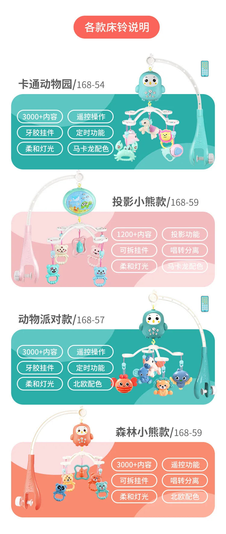Baby Crib Mobiles Rattles Music Educational Toys Bed Bell Carousel For Cots Infant Baby Toy 0-12 Months For Newborns Toddler Toy