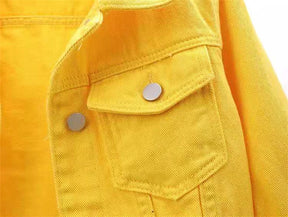 2024 New Women Spring Autumn Denim Jacket Tops Pink Color Solid Short Multicolor Feminino Three Quarter Sleeve Jean Jacket